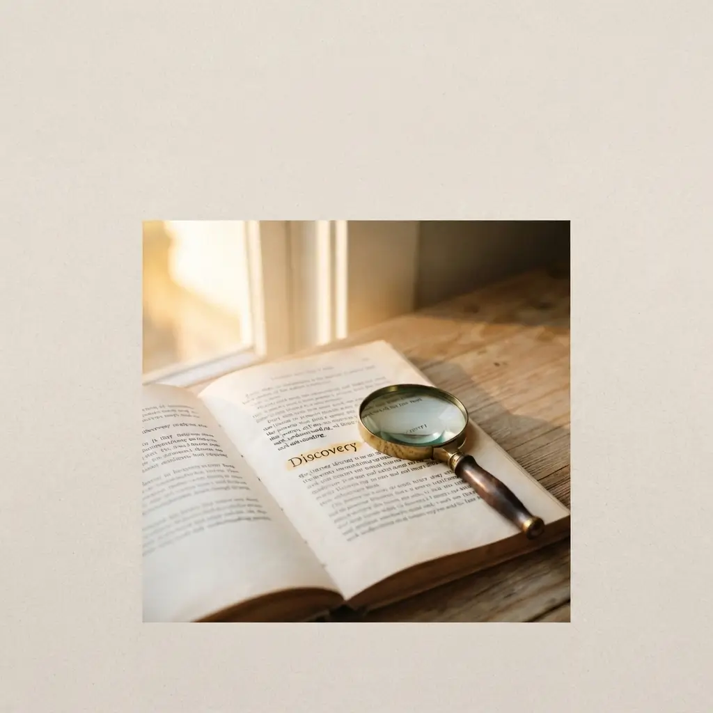 Magnifying glass on open page
