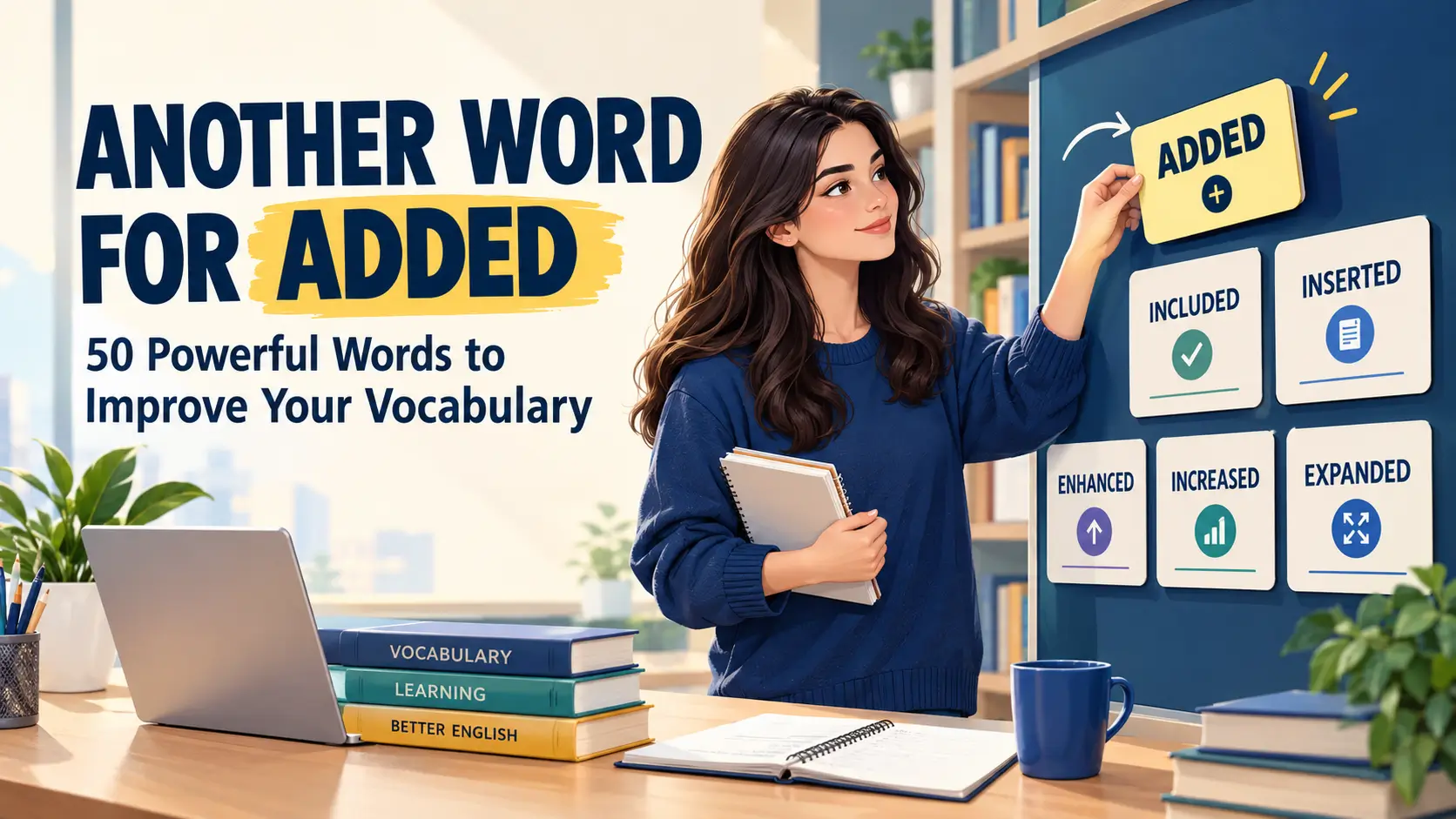 another word for added